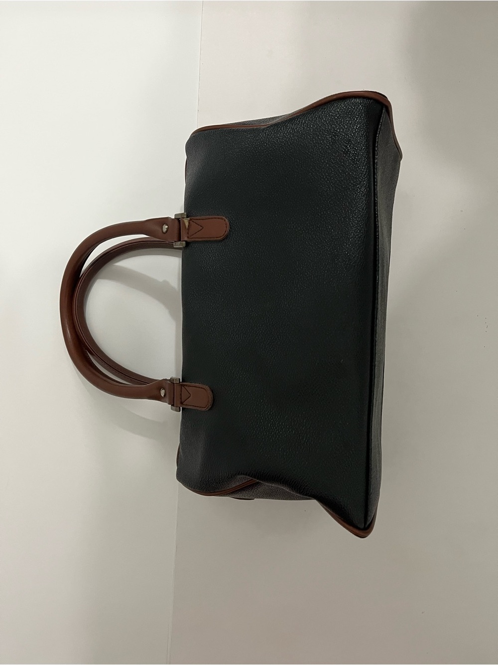 Vintage Esprit Black and Brown Leather-Trim Shoulder Bag - Picture 2 of 3